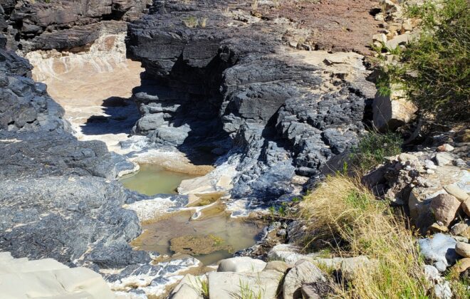 Water tinaja in a crevice. Banta Shut-in at Big Bend National Park.